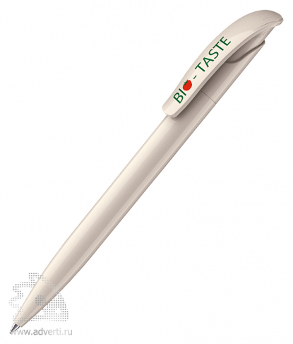 Шариковая ручка Challenger Eco, светло-серая, пример нанесения