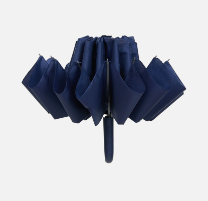 Зонт обратного сложения inLoop с ручкой-карабином, темно-синий