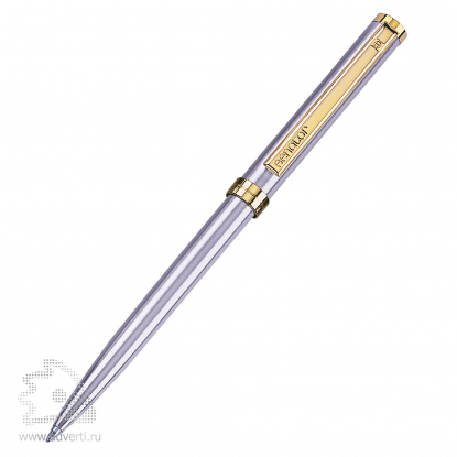 Шариковая ручка Delgado Classic Steel, серебристая с золотым