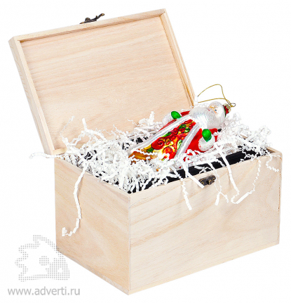 Игрушка елочная ручной работы Дед Мороз в деревянной коробке, дизайн упаковки 