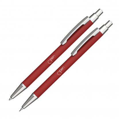 Набор Ray (ручка+карандаш), покрытие soft touch, красный