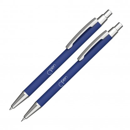 Набор Ray (ручка+карандаш), покрытие soft touch, синий