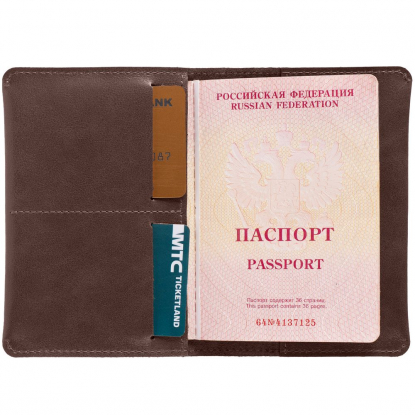 Обложка для паспорта Apache, тёмно-коричневая