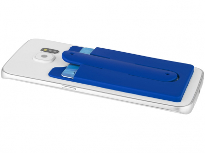 Футляр для кредитных карт с держателем мобильного, ярко-синий, пример использования