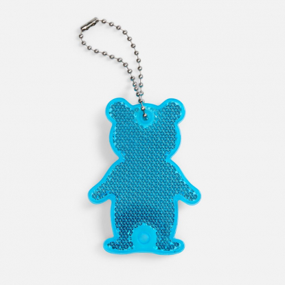 Пешеходный светоотражатель с цепочкой Мишка, синий