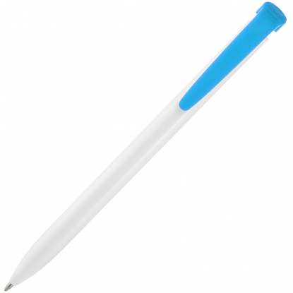 Ручка шариковая Favorite, белая с голубым, вид сзади