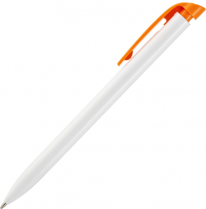 Ручка шариковая Favorite, белая с оранжевым, вид сбоку