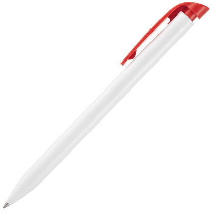 Ручка шариковая Favorite, белая с красным, вид сбоку