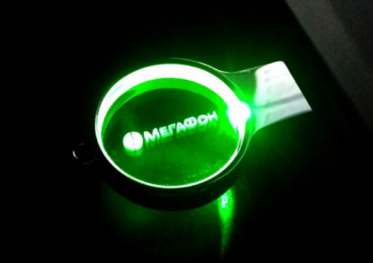 Флеш-накопитель круглой формы, под гравировку 3D логотипа, зеленый