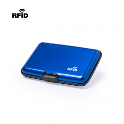 Футляр Trust для банковских карт и визиток с RFID - защитой, синий, вид сзади