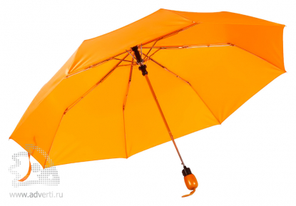 Зонт Wood, полуавтомат, 3 сложения, оранжевый