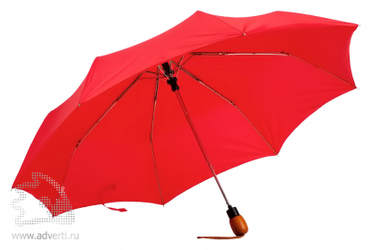 Зонт Wood, полуавтомат, 3 сложения, красный