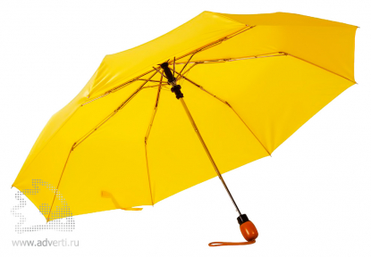Зонт Wood, полуавтомат, 3 сложения, желтый