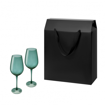 Подарочный набор 2 бокала для вина в большом подарочном пакете, зеленый
