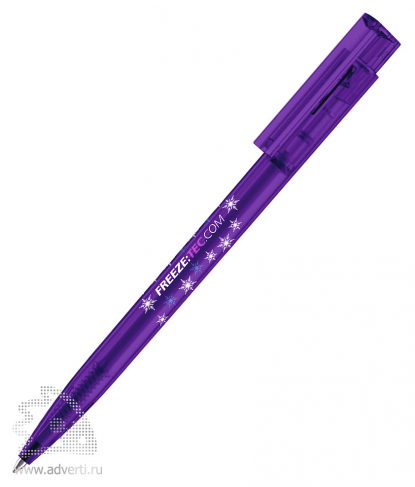 Шариковая ручка New Hit frosted, фиолетовая, пример нанесения