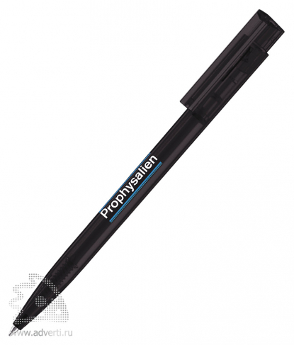 Шариковая ручка New Hit frosted, черная, пример нанесения