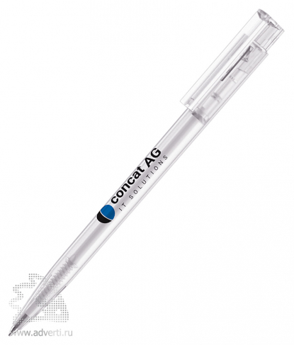 Шариковая ручка New Hit frosted, белая, пример нанесения