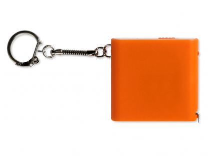 Брелок-рулетка с фонариком Книга, 1м, оранжевый, вид сзади