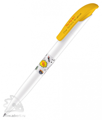 Шариковая ручка Challenger Polished Basic, желтая, пример нанесения