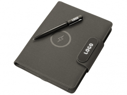 Подарочный набор Twilight, органайзер А5 с беспроводной зарядкой и металлическая шариковая ручка со светящимся логотипом