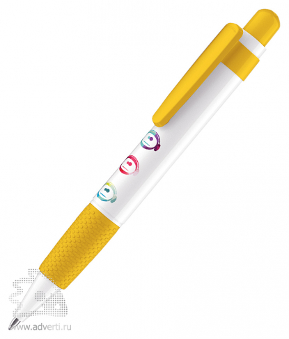 Шариковая ручка Big Pen Polished Basic, желтая, пример нанесения