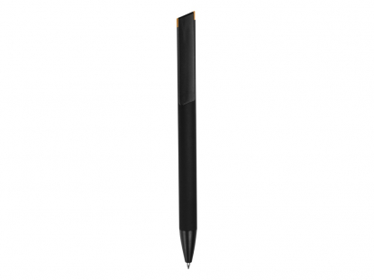 Ручка металлическая шариковая Taper Metal soft-touch, черная с оранжевым