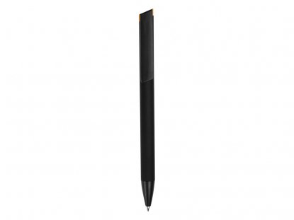 Ручка металлическая шариковая Taper Metal soft-touch, черная с оранжевым