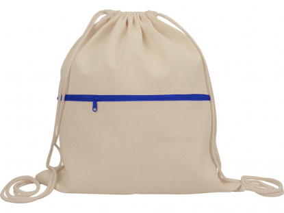 Рюкзак-мешок хлопковый Lark с цветной молнией, синий