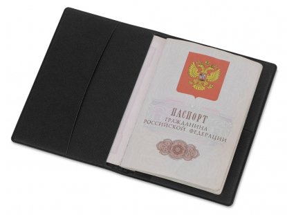 Обложка для паспорта с RFID защитой отделений для пластиковых карт Favor, черная, пример использования