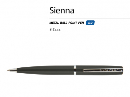 Ручка металлическая шариковая Sienna, софт-тач, черная