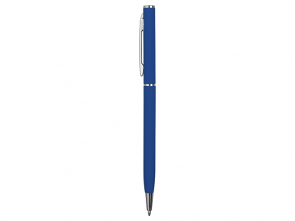 Ручка металлическая шариковая Атриум софт-тач, синяя, вид сбоку