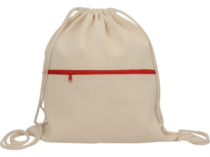 Рюкзак-мешок хлопковый Lark с цветной молнией, красный