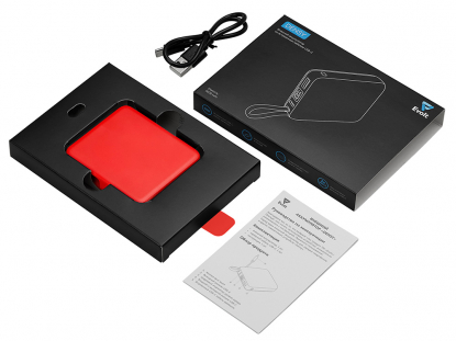 Внешний аккумулятор со встроенным кабелем USB-C Дэнси, 5000 мАч, красный