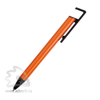 Ручка-подставка шариковая Кипер Металл, оранжевая, вид сбоку