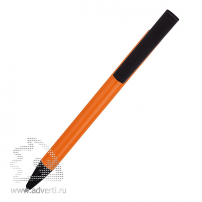 Ручка-подставка шариковая Кипер Металл, оранжевая, вид спереди