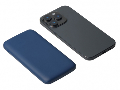 Набор из внешнего аккумулятора и универсального кабеля с подсветкой лого Reserve LED, 10000mAh, темно-синий