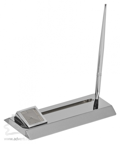 Набор настольный: подставка для визиток, авторучка, часы