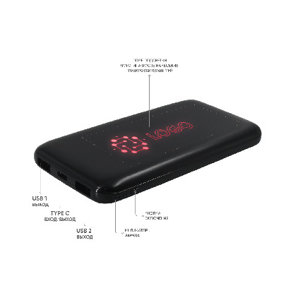 Внешний аккумулятор с подсветкой Bplanner Power 4 ST, 8000 mAh, красный