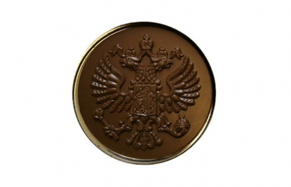 Медаль шоколадная в жестяной банке, 60 г, рельеф двуглавый орел России