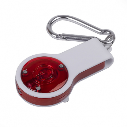 Свисток с фонариком и светоотражателем Floykin на карабине, красный, оборотная сторона