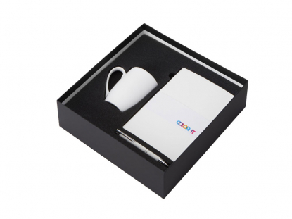 Подарочный наборCOLOR IT с блокнотом, металлической ручкой и кружкой, белый