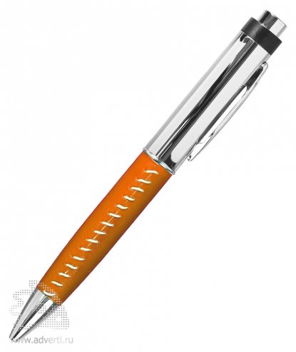 Флешка-ручка с кожаной вставкой, оранжевая