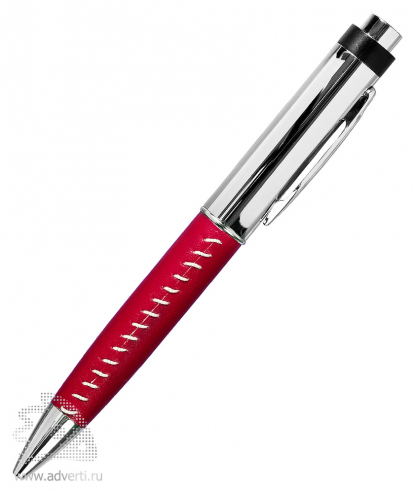 Флешка-ручка с кожаной вставкой, красная