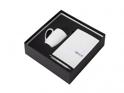 Подарочный наборCOLOR IT с блокнотом, металлической ручкой и кружкой, белый