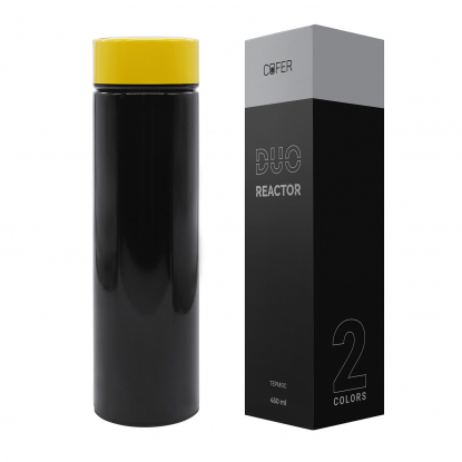 Термос с датчиком температуры Reactor duo black, черный с желтым