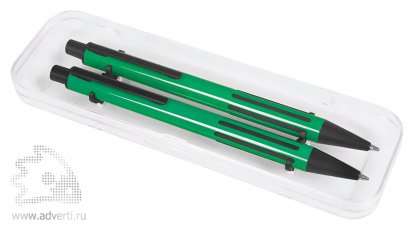 Набор Future:ручка и карандаш в прозрачном футляре, зеленый