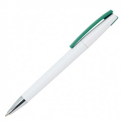 Ручка шариковая Zorro, пластиковая, белая с зеленым