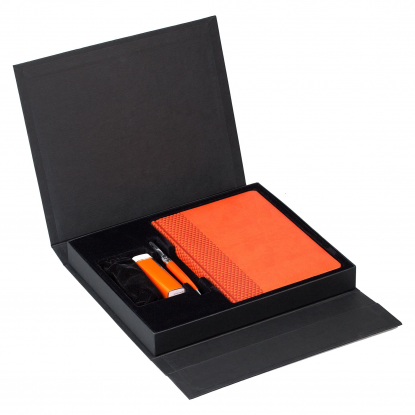 Коробка Status, под ежедневник, аккумулятор и ручку, черная, пример комплектации