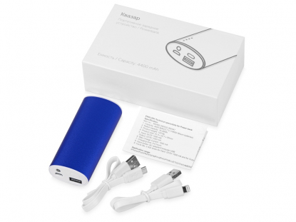 Портативное зарядное устройство Квазар 4400 mAh, синее, комплектация