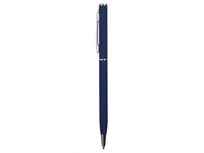 Ручка металлическая шариковая Атриум софт-тач, тёмно-синяя, вид сбоку